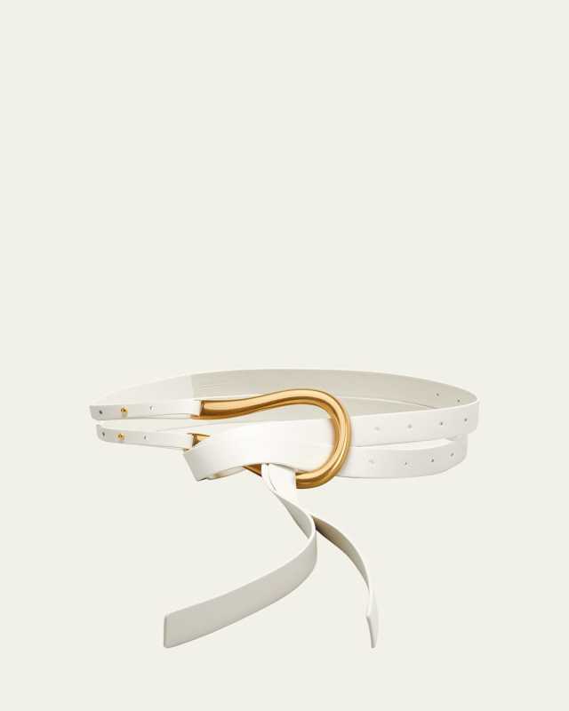Double Strap Leather Belt with Horseshoe Buckle